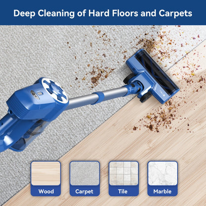 Cordless Vacuum Cleaner Stick Vacuum – MAX 70Kpa Suction, 45-Min Runtime, Anti-Tangle, 50.72oz Dust Cup, Rechargeable Wireless Vacuum for Hardwood Floor, Carpet & Pet Hair