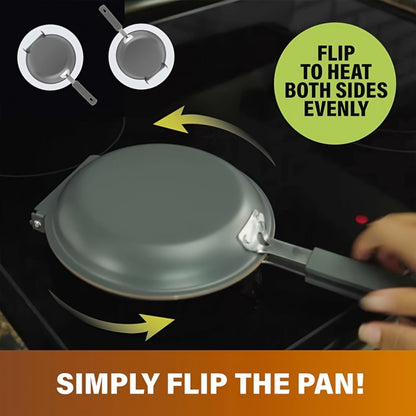 Double-Sided Non-Stick Omelette Pan – Reversible Flip Skillet for Fluffy Pancakes, Omelets & Italian Omelettes | Dishwasher Safe, Indoor & Outdoor Cooking, Camping Kitchen Essentials