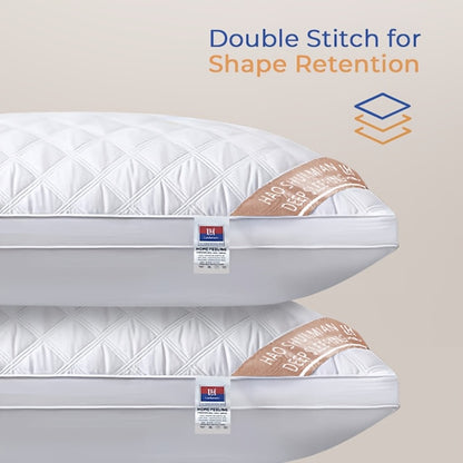 Queen Size Pillows for Side Sleepers – 800g Heavyweight Hotel Collection, Hypoallergenic Down Alternative, Ultra-Plush & Resilient, Machine Washable 20x30 Inches – Available in 1, 2 & 4 Pack (White/Gray)