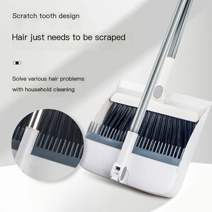 3-in-1 Magnetic Broom Dustpan and Garbage Bag Set Rotatable Foldable Soft Bristle Non-Stick Pet Hair Broom for Hard Floors Space Saving Living Room Bedroom Bathroom Outdoor White Orange