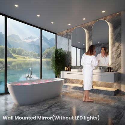 Full Length Mirror Floor Standing, Arched & Rect Body Mirror with Stand, Hanging or Leaning Wall Mirror, Aluminum Alloy Thin Frame for Bedroom Hotel Bathroom