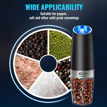 Electric Salt and Pepper Grinder Set 2PCS – Battery-Powered, LED Light, One-Handed Automatic Operation, Adjustable Coarseness