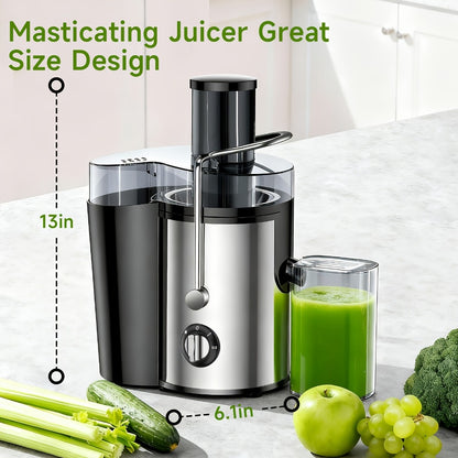 Juicer Machine Wide Mouth Juice Extractor Blender Food Processor 3-Speed Settings Easy Clean One-Touch Operation Multi-function with Detachable Parts for Vegetables Fruits
