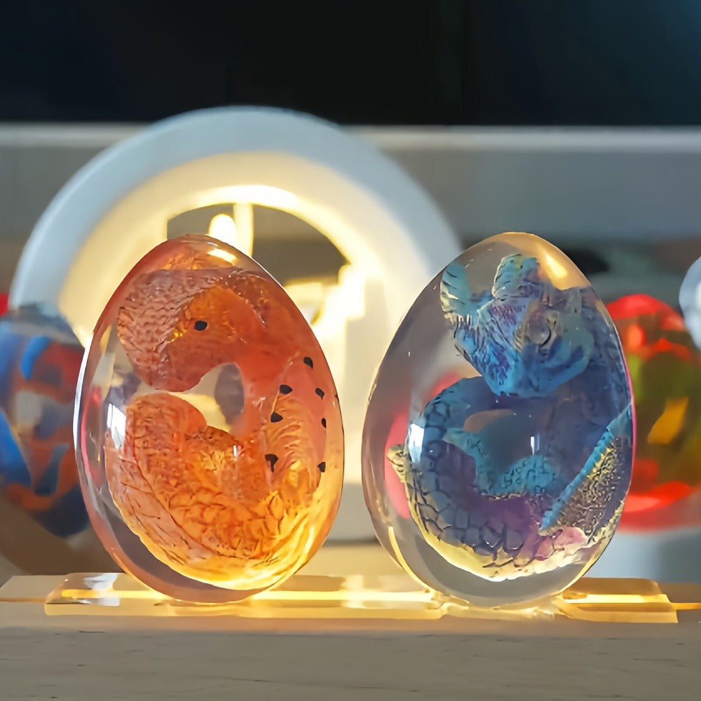 Dragon Egg Statue Crystal Transparent Resin Dinosaur Egg Figurine Handcrafted Collectible for Fantasy Lovers Home Decor Shelf Display Birthday Gift