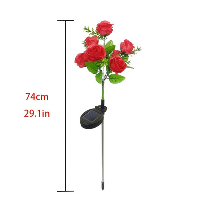 Solar Garden Lights Outdoor 2 Pack – 14 Realistic Rose Stake Lights, Solar Powered Yard & Patio Decor