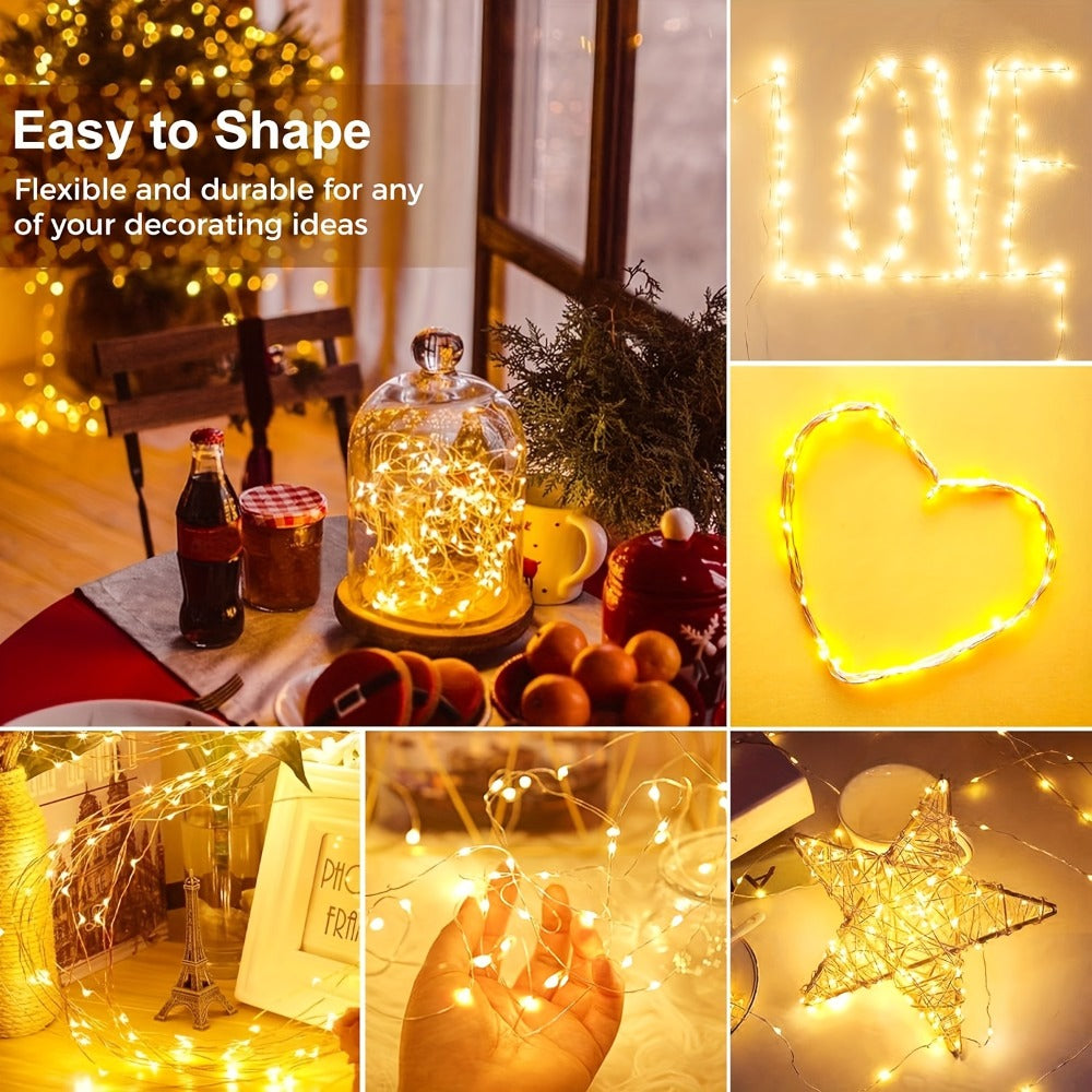 Fairy Lights Battery Operated with Batteries Included – 6.5ft 20 LED Silver Wire Mini String Lights, Firefly Starry Lights for Wedding, Christmas, Party, Mason Jars & DIY Decor – 30 or 100 Pack
