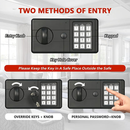 Home Security Safe Box with Sensor Light & Fireproof Bag – Digital Keypad Lock Box with Backup Keys for Cash, Jewelry & Valuables – Wall, Floor & Closet Mountable Safe (Multiple Sizes & Colors)