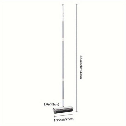 Floor Scrub Brush 52 Inch Long Handle Double-Sided V-Shaped Triangle Head Stiff Bristles Deep Cleaning Corners Gaps Tile Bathroom Kitchen Patio Crevice Brush