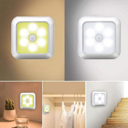 LED Night Light Motion Sensor Battery Powered Dusk to Dawn Smart Sensor Compact Nightlight for Bedroom Toilet Stairs Hallway Closet Warm White Cool White 2 Pack