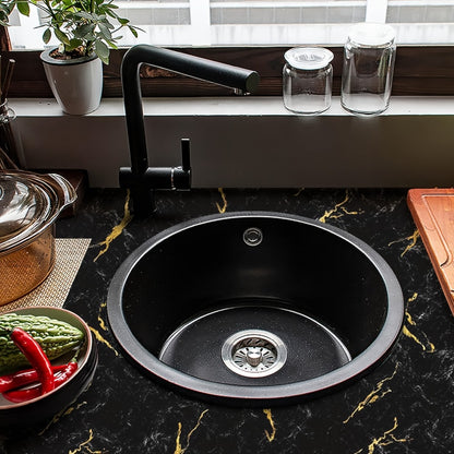 Black Marble Wallpaper Self-Adhesive Peel and Stick | Gold Vein Kitchen Backsplash Contact Paper | 23.62" x 196.85" Large Removable Wall Sticker for Modern Home Decor, Countertop & Furniture Wrap