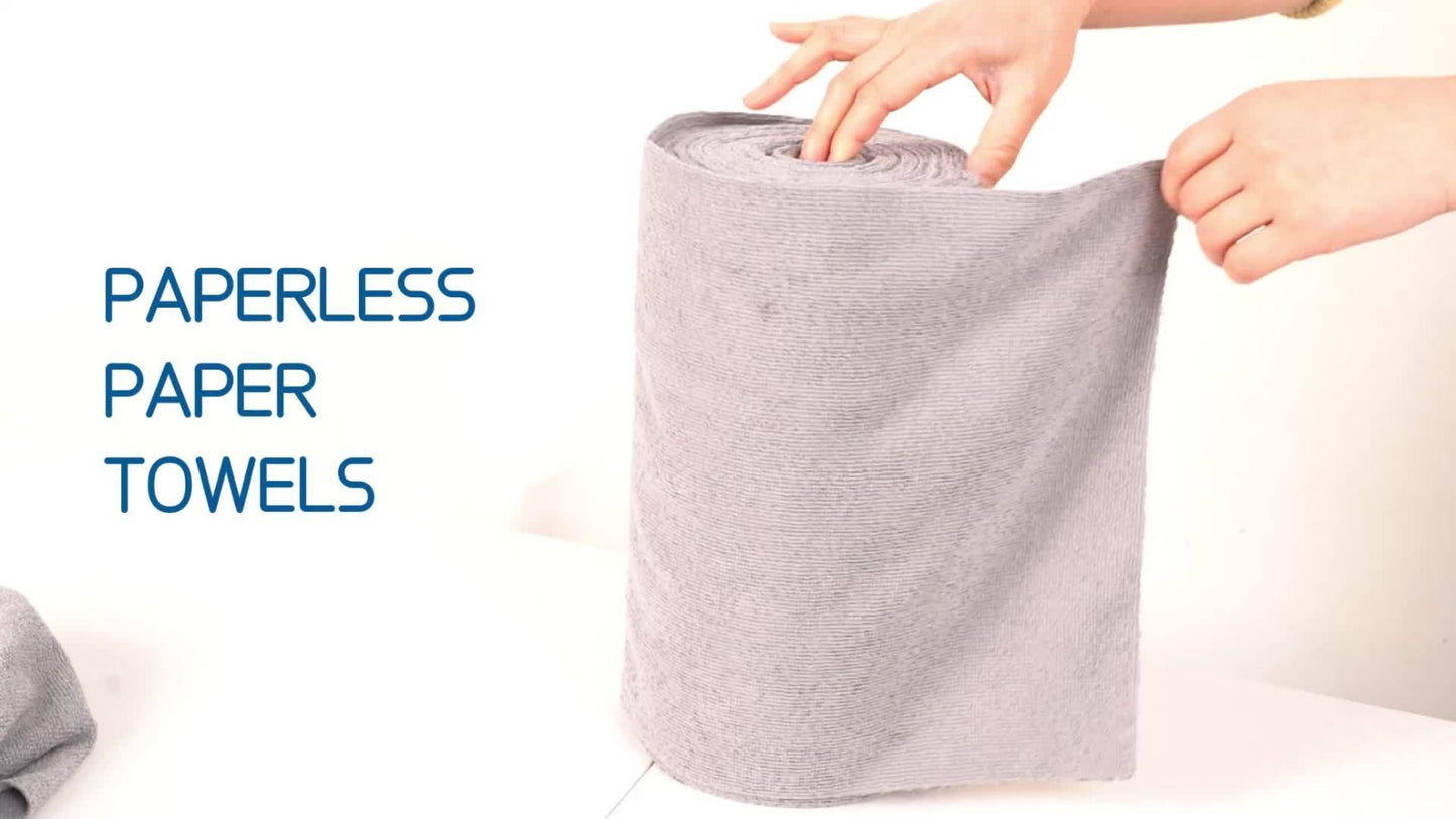 Microfiber Cleaning Cloths Reusable Paper Towel Roll Replacement – Washable Absorbent Tear-Away Dishcloths for Kitchen, Bathroom & Car | Eco-Friendly Rags 50 or 100 Pack, 12x12 Inch