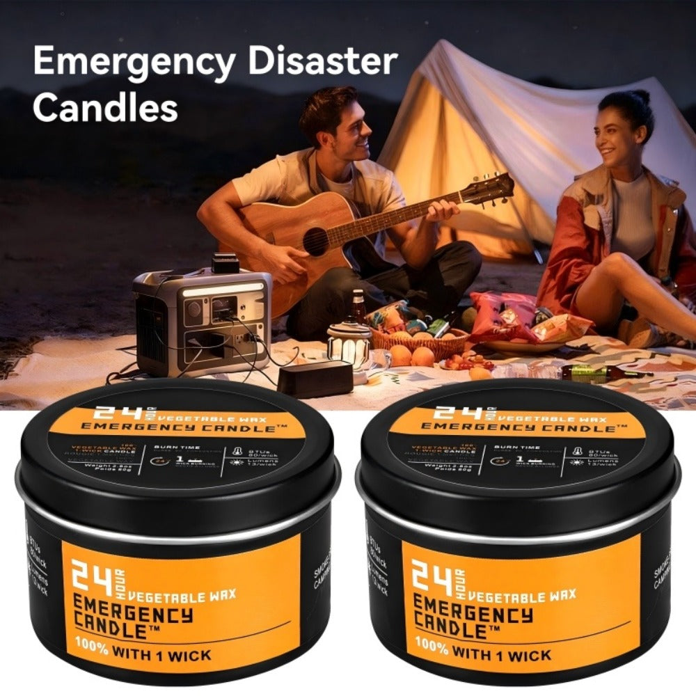 Emergency Soy Wax Candles 24-Hour Long Burning – 4 or 6 Pack Unscented Single-Wick Candles in Golden Tin for Power Outages, Survival, Camping, Hunting & Outdoor Activities | Bulk Emergency Candle Set