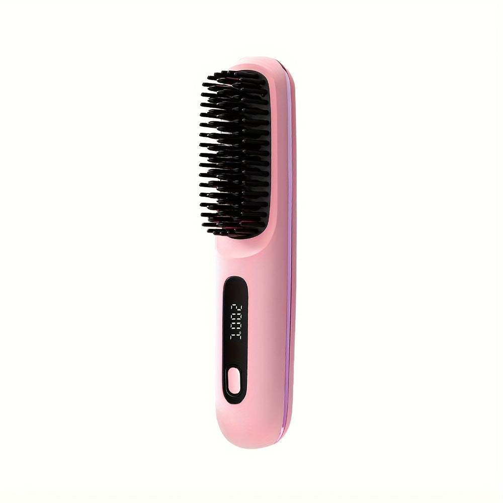 Cordless Hair Straightener USB Rechargeable - 3 Temperature Controls, LED Display, Long-Lasting Shine, Lightweight Travel Flat Iron with Comb & Clips, Portable Mini Hair Straightener for Women