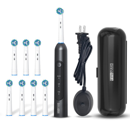 Rotating Electric Toothbrush with 8 Replacement Heads – Wireless Induction Charging, 3 Cleaning Modes, IPX7 Waterproof, Oral Care Gift for Family, Friends & Parents – Blue, Purple, Black