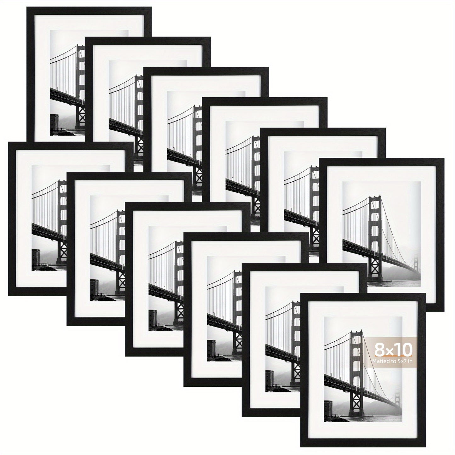Picture Frames Set of 12/24 Black Multi Photo Frames Collage for Wall and Tabletop Display, 4x6 5x7 8x10 Inch Photo Board for Home School Office Halloween Christmas Decor