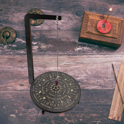 Wooden Pendulum Stand for Divination – Crystal Display Holder, Witchcraft Altar Decor, Meditation Ritual Necklace Organizer & Constellation Moon