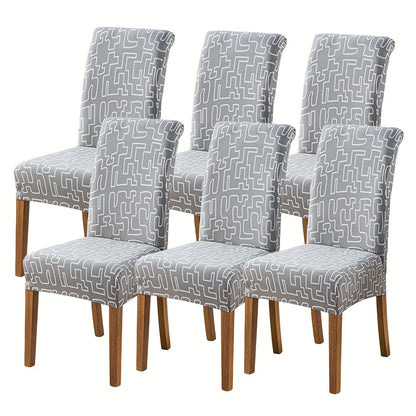 Dining Chair Covers Slipcovers Set of 4 or 6 - Spandex Stretch Milk Velvet Removable Washable Parsons Chair Protector | Anti-Slip Elastic Band | Multiple Prints | Kitchen Dining Room Hotel Ceremony