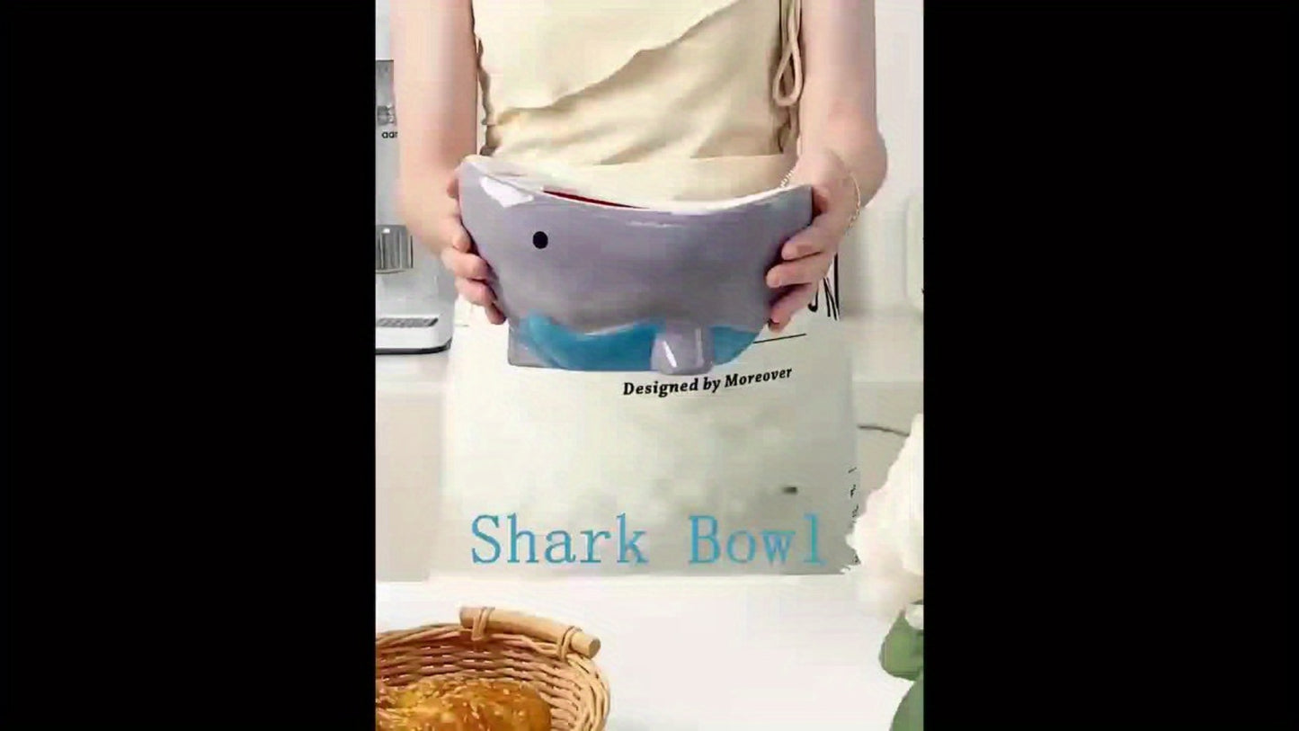 Shark Ramen Bowl 40oz – Large Handmade Ceramic Serving Bowl for Soup, Snacks, Candy & Fruit, Cute Decorative Key Bowl for Entryway, Unique Funny Shark Gift for Home Kitchen