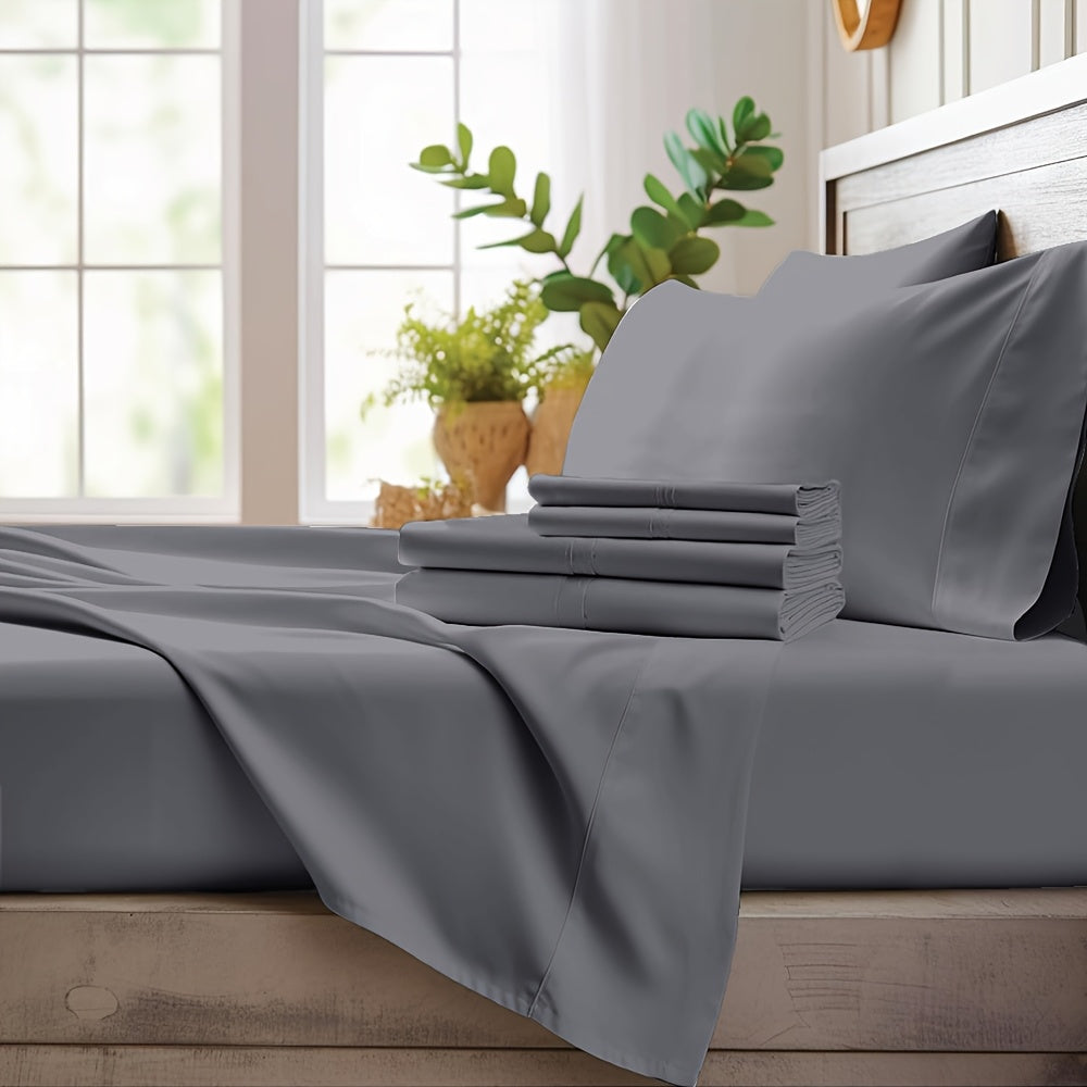 Bamboo Cooling Sheet Set 4pcs – Deep Pocket Fitted Sheet Flat Sheet Pillowcases for Hot Sleepers Twin Full Queen King