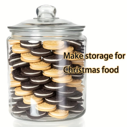 Glass Pantry Jars with Flip-Top Lids Set of 2 - Airtight Glass Storage Containers for Kitchen Pantry Organization, Cookies, Candy, Pasta, Countertop Canister Set, Reusable Round Glass Jars