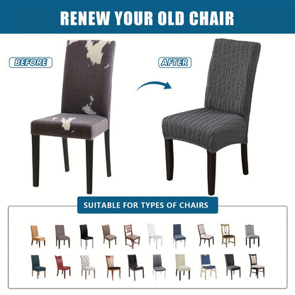 Dining Chair Covers Stretch Slipcovers Set of 4 or 6, Stain Resistant Removable Washable Chair Protector for Home Kitchen Restaurant Wedding, Spandex Jacquard Fabric, 7 Colors Available