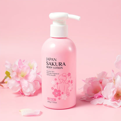 Sakura Body Lotion Hydrating Moisturizer 200g | LAIKOU Radiant Skin Cream with Vitamin C & Shea Butter | Dry Cracked Skin Repair | Brightening Nourishing Body Cream for Silky Smooth Skin