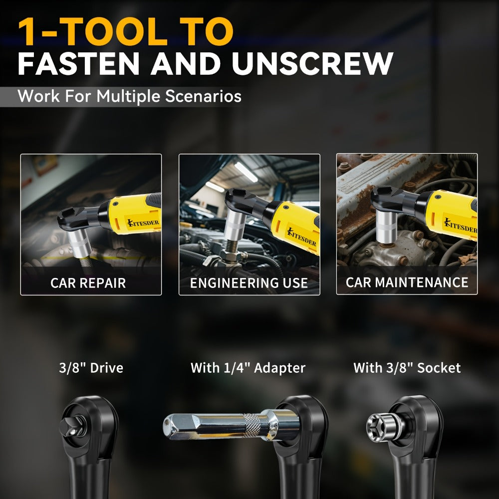 12V Electric Ratchet Wrench Set 400 RPM | 3/8" Cordless Power Ratchet Tool Kit with Variable Speed, 7 Sockets, 2.0Ah Lithium Battery & Fast Charger – Pipeline & Auto Repair