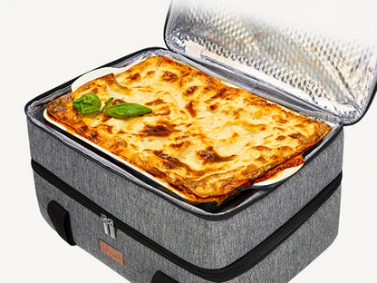 Insulated Casserole Carrier for Hot or Cold Food - Casserole Dish Carrying Case with Leak Proof Aluminum Foil Lining Fits 9x13 Baking Dish, Portable Food Warmer Bag for Potluck Picnic Cookout and Party, Single or Double Decker in 5 Colors
