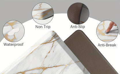 Anti Fatigue Kitchen Mat Non-Slip Cushioned Floor Rug for Standing Desk Sink Office - Marble Pattern
