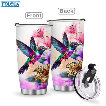 Hummingbird Flower Vacuum Insulated Travel Tumbler 20oz – Gift for Mom Grandma Sister Daughter Birthday Valentine's Day