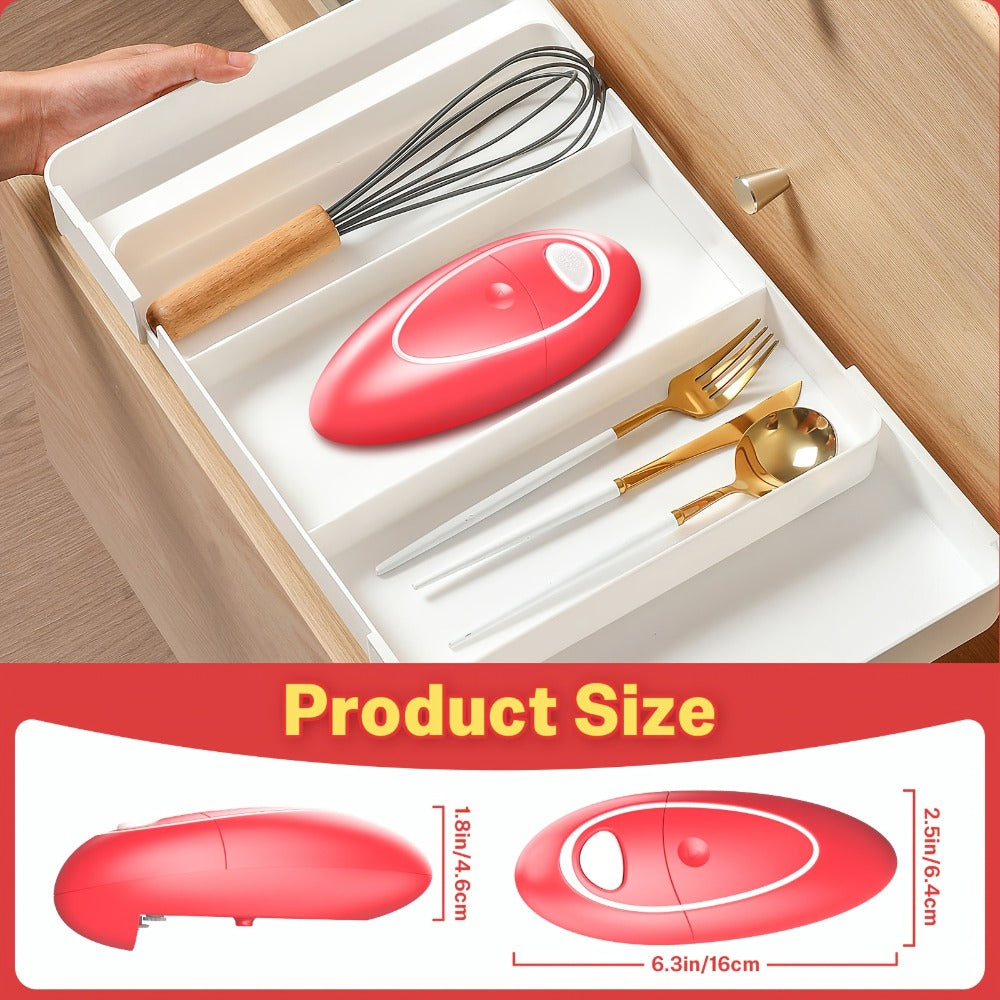 Electric Can Opener One Touch Automatic – Smooth Edge Safety Cut, Hands-Free Operation, Portable Cordless Design for Kitchen & Outdoor, Easy for Seniors & Arthritis Sufferers