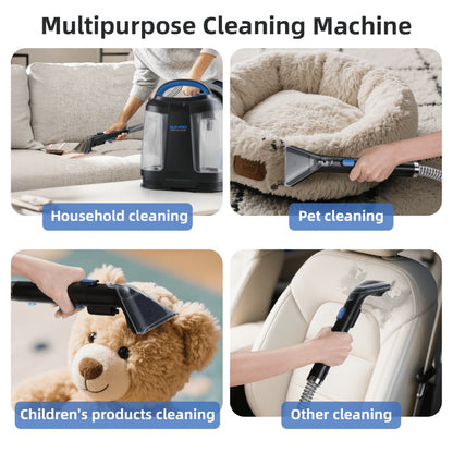 Portable Carpet Spot Cleaner 450W 12.5Kpa Upholstery Stain Remover Machine 42oz Tank 4.92ft Hose with Cleaning Solution for Pets Area Rugs Couch Stairs Auto Interior