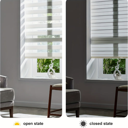 Cordless Zebra Blinds Double Layer Light Control Privacy Window Shades for Bedroom Living Room Office Easy Install Multiple Sizes