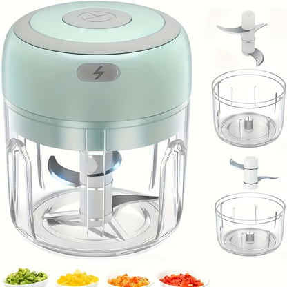 Electric Garlic Chopper & Mini Food Processor – Rechargeable USB Portable Garlic Mincer with 2-Cup Container | Multi-Function Meat Grinder Vegetable Chopper Kitchen Gadget for Garlic Onion Ginger