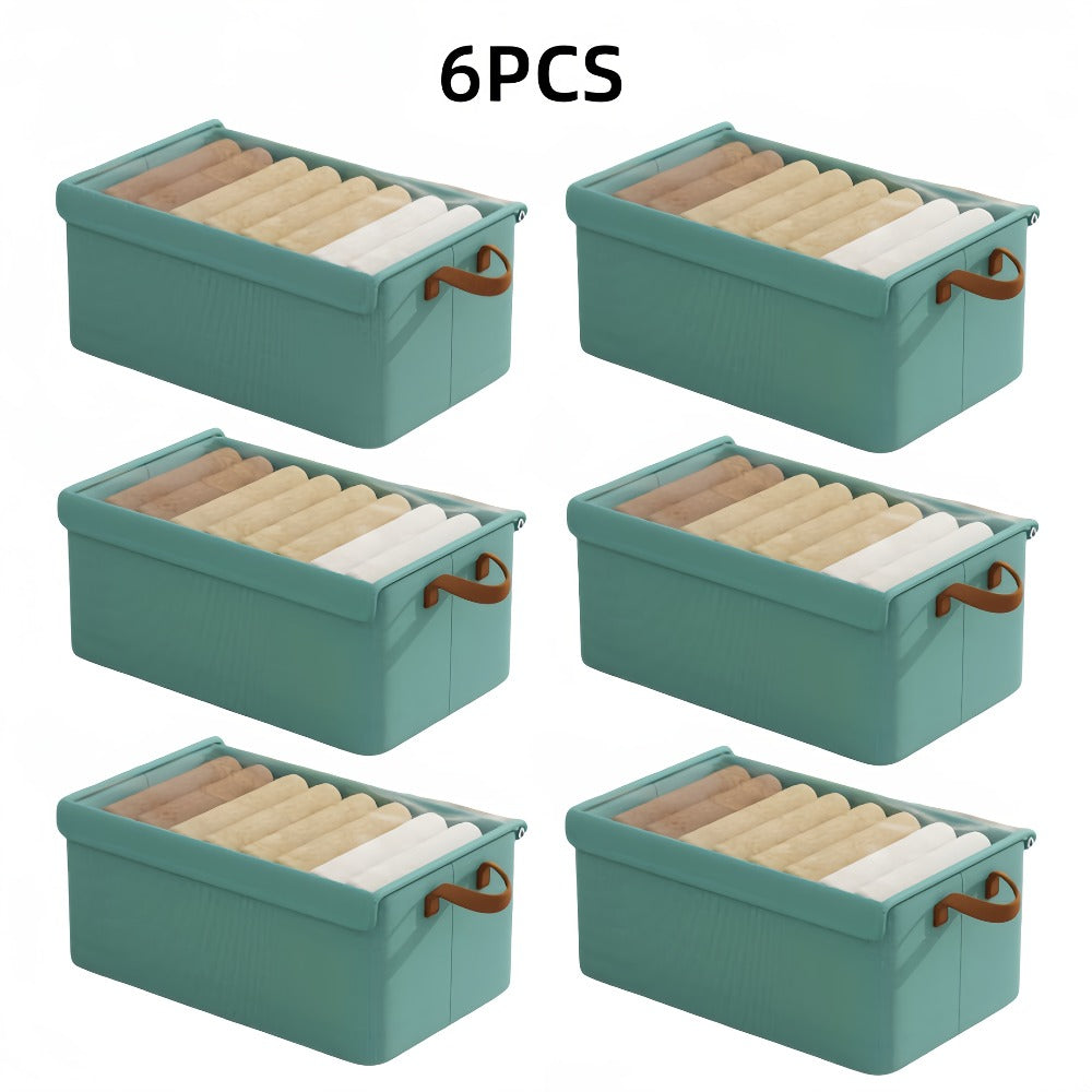 Foldable Storage Boxes with Clear Lids & Handles Large Collapsible Organizer Bins for Clothes, Blankets & Bedding – Bedroom, Wardrobe & Under Bed Storage, 4 or 6 Pack