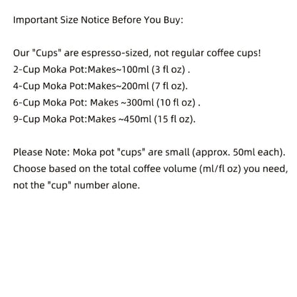 Stainless Steel Moka Pot Italian Espresso Maker – 2/4/6/9 Cup Stovetop Coffee Maker, Straight Style Moka Express for Home, Camping & Outdoor Use, Includes Cleaning Cloth – Professional Espresso Brewer