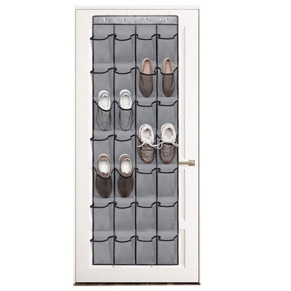 Over the Door Shoe Organizer Hanging Mesh Pocket | 28 35 40 Compartments 7-8 Layer with Hooks | Behind Door Storage Rack for Closet Dorm Room Bedroom Classroom Bathroom