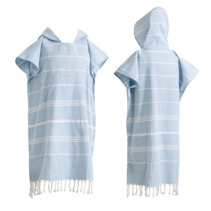 Hooded Beach Poncho Turkish Cotton Quick Dry Sandproof - Wearable Surf Changing Towel Lightweight Thin Bathrobe | S & L | Blue Green Purple Pink Gray | Swimming Diving Surfing Beach Essentials