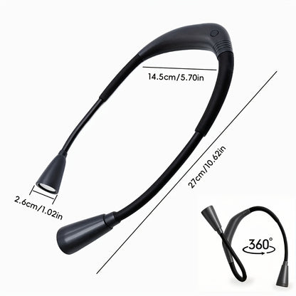 LED Neck Reading Light USB Rechargeable, 3 Color Modes Adjustable Brightness Hands-Free Book Light for Reading in Bed, Knitting, Crafts, Camping & Bedroom, Portable Wearable Neck Lamp