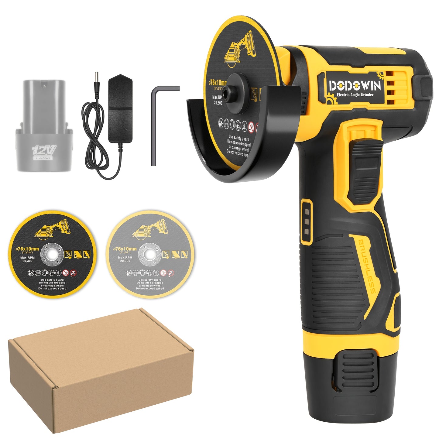 Mini Cordless Angle Grinder 19500RPM – Electric Grinding Polishing Tool for Metal Wood Stone Concrete | Lithium Power Grinder with Battery Options