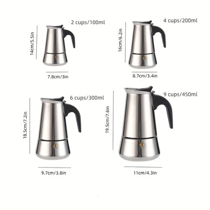 Stovetop Espresso Maker Moka Pot 9 Cup Stainless Steel Manual Coffee Brewer No Electricity Required for Strong Coffee Latte Espresso Home Kitchen