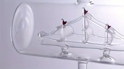 Wine Decanter Set with Glasses 44oz Boat-Shaped Glass Decanter 4 Wine Glasses Wooden Rack Unique Wine Gift Set for Home Bar Birthday