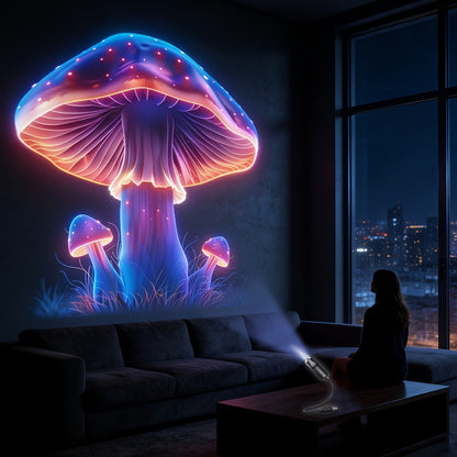USB Projection Night Light 10-in-1 Mushroom Leaf LED Atmosphere Lamp Neon Aesthetic Room Decor for Bedroom Car Interior Ceiling Decoration Kids Room Gaming Room Gift