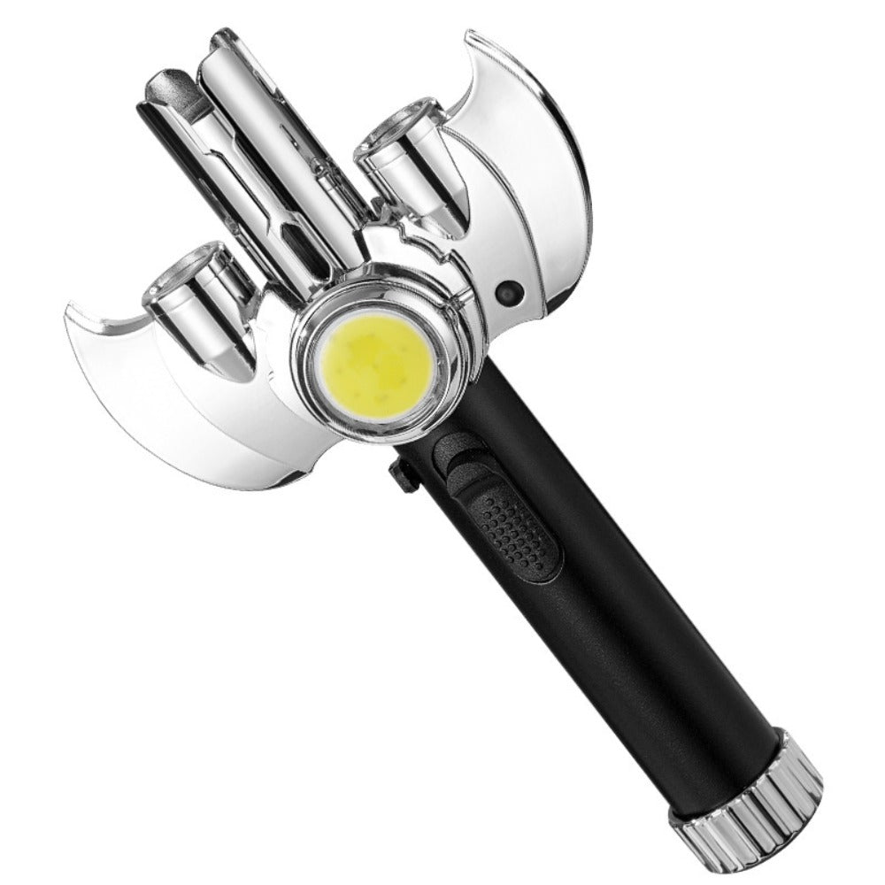 Torch Lighter Metal Jet Flame, Large Windproof Butane Torch with COB Light, High-Power Refillable Flamethrower for Barbecue, Baking, Camping, Moxibustion & Outdoor Use – Black & Silver (Butane Not Included)