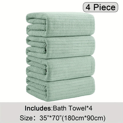 Bath Towels Set 4 Pack 35x70 Inch Oversized Extra Large - Microfiber Super Absorbent Quick Dry XL Bath Sheet Soft Bathroom Towels | 13 Colors | Family Hotel Spa Shower Towel Set Coastal Style