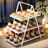 White wooden three-tier cake stand
