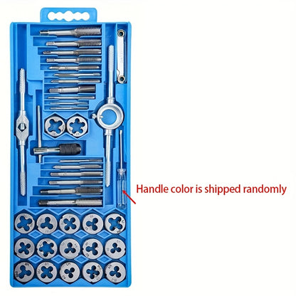 Metric Tap and Die Set 12pcs or 40pcs, M3-M12 Hand Thread Tapping Tool Kit with Plug Taps, Straight & Cone Reamers, Manual Threading Tool for DIY, Household Repair & Metalworking