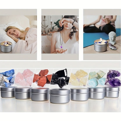 Scented Candle Gift Set 7 Soy Wax Candles with Natural Crystal Pendants 7 Colors Aromatherapy Candles for Home Decor Yoga Meditation Christmas Halloween Birthday Gift for Women Men