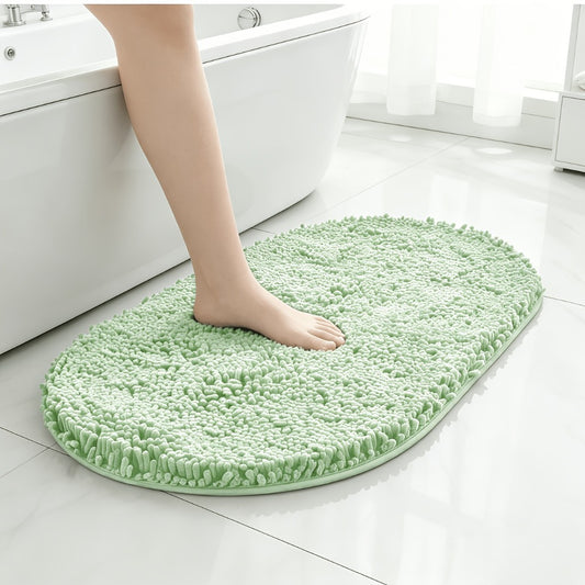 Chenille Bath Mat Non-Slip Super Absorbent Oval Bathroom Rug Soft Plush Carpet for Bathroom Kitchen Bedroom Entryway Indoor Outdoor Pet Dog Mat Machine Washable Multi-Color Multi-Size