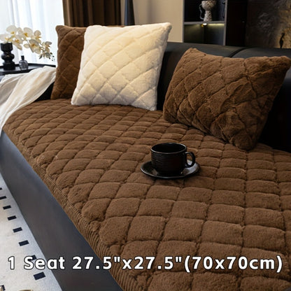 Sofa Cover Faux Rabbit Fur Plush Couch Slipcover - Thick Soft Non-Slip Pet Friendly Machine Washable Sofa Cushion Cover for Living Room Bedroom Office